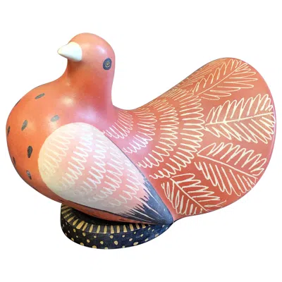Pre-owned Waylande Gregory Fantail Pigeon,  Rare Dusty Pink Art Deco Sculpture With Painted Base, Gregory