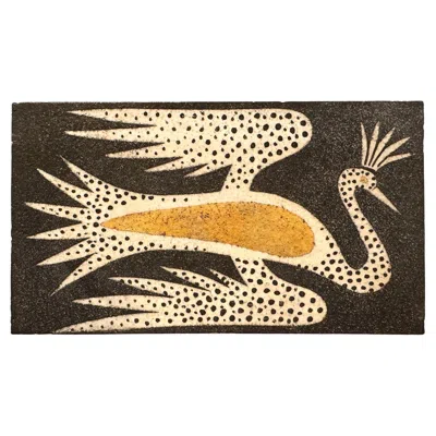 Pre-owned Waylande Gregory Flying Phoenix, Bold Mid Century Porcelain Box In Gold, White And Black