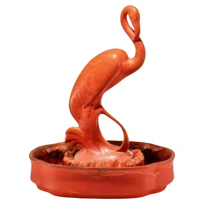 Pre-owned Waylande Gregory For Cowan Pottery Coral Flamingo Centerpiece Planter Set 1929 In Red