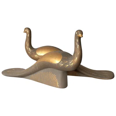 Pre-owned Waylande Gregory Pair Of Stylized Ceramic Swans By , Circa 1940s In Brown