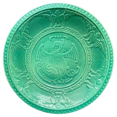 Pre-owned Waylande Gregory Phoenix Bowl, Large, Low Art Deco Bowl W/ Phoenix Motif By Gregory For Cowan In Blue
