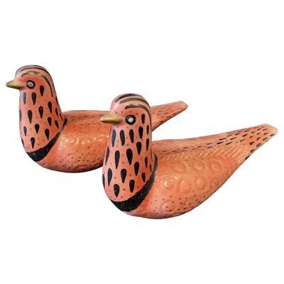 Pre-owned Waylande Gregory Pink Doves,  Rare Pair Of Midcentury Ceramic Sculptures By  In Orange