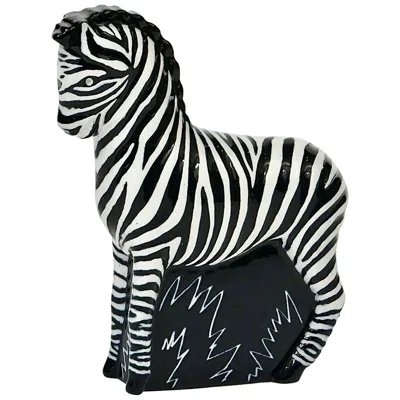 Pre-owned Waylande Gregory Wayland Gregory Art Deco Porcelain Zebra Sculpture, Glazed, Signed, 1940s, Usa In Black
