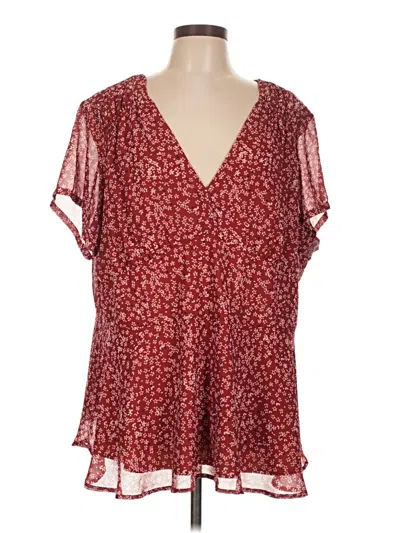 Pre-owned Wayward Fancies Short Sleeve Blouse In Burgundy