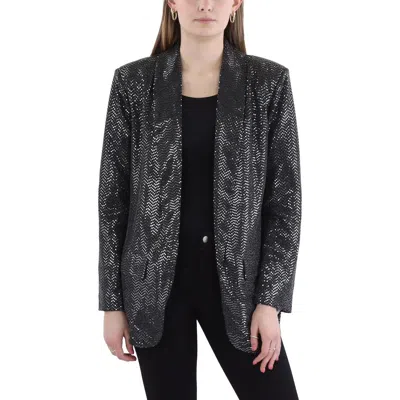 Wd-ny Womens Metallic Polyester Open-front Blazer In Black
