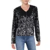 Wd-ny Womens Sequined Short Bomber Jacket In Black