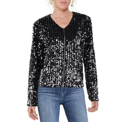 Wd-ny Womens Sequined Short Bomber Jacket In Black
