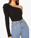 Wdirara Cold Shoulder Top In Black In Black