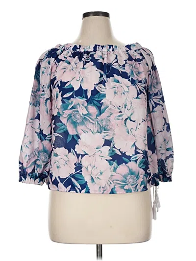 Pre-owned Wdny 3/4 Sleeve Blouse In Blue