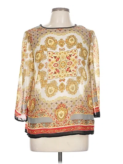 Pre-owned Wdny 3/4 Sleeve Blouse In Ivory
