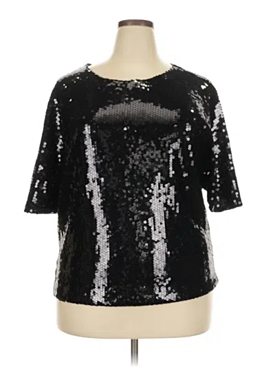 Pre-owned Wdny 3/4 Sleeve Top Black Keyhole Neckline Tops