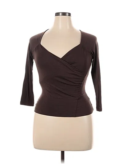 Pre-owned Wdny 3/4 Sleeve Top Brown Sweetheart Neckline Tops