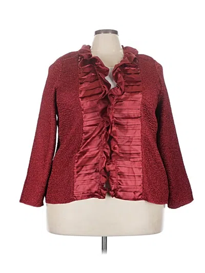 Pre-owned Wdny 3/4 Sleeve Top Burgundy Ruffles Neckline Tops