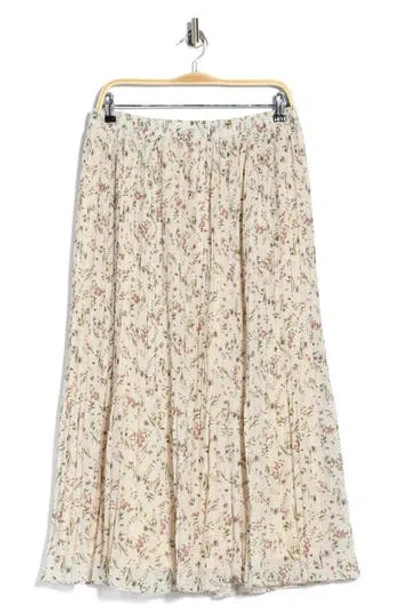 Wdny Ditsy Floral Pleated Skirt In Multi