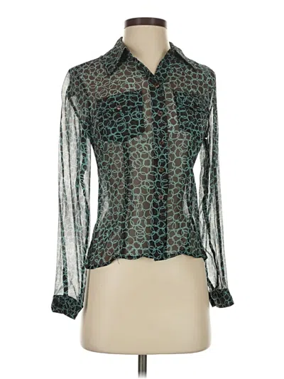Pre-owned Wdny Long Sleeve Blouse In Teal