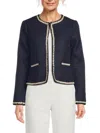 Wdny Men's Scalloped Trim Bouclé Jacket In Navy Cream