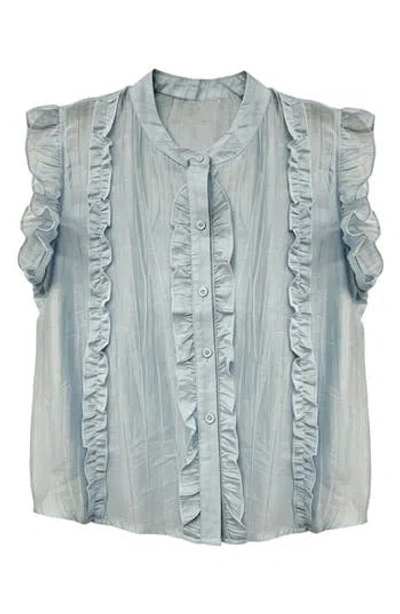 Wdny Ruffle Button-up Shirt In Blue
