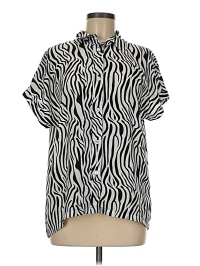 Pre-owned Wdny Short Sleeve Blouse In Black