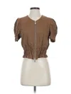 Wdny Short Sleeve Top Brown Sweetheart Neckline Tops In Brown