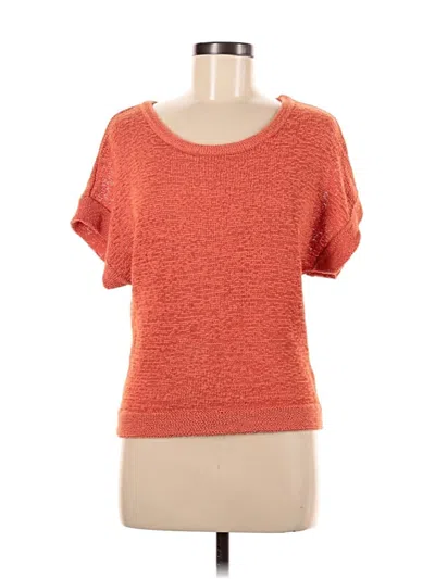 Pre-owned Wdny Short Sleeve Top Orange Scoop Neck Tops