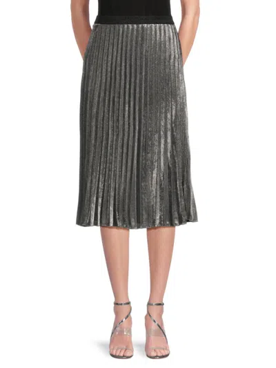 Wdny Women's Accordion Pleat Midi Skirt In Silver