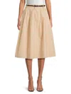 Wdny Women's Belted A-line Cotton Midi-skirt