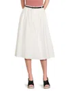 Wdny Women's Belted A-line Cotton Midi-skirt