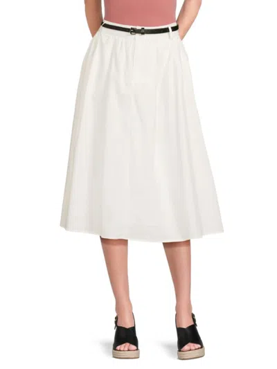 Wdny Women's Belted A-line Cotton Midi-skirt