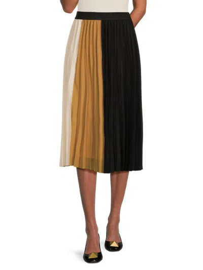 Wdny Women's Colorblock Pleated Skirt In Black Multi