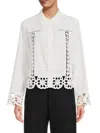 Wdny Women's Cotton Crochet Inset Blouse