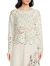 Wdny Women's Crochet Knit Pullover Sweater