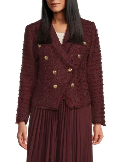 Wdny Women's Double Breasted Fringe Blazer
