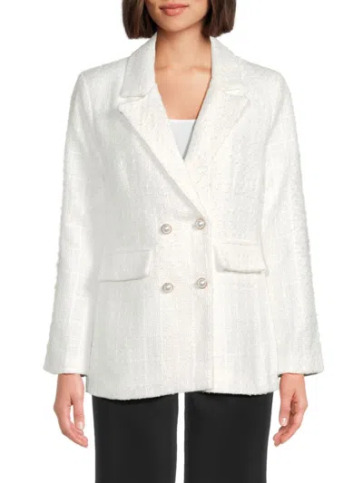 Wdny Women's Double Breasted Tweed Blazer In Ivory