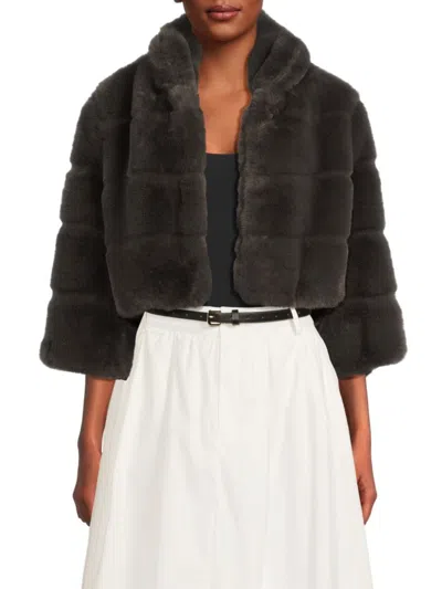 Wdny Women's Faux Fur Cropped Jacket In Gray