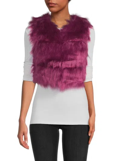 Wdny Women's Faux Fur Vest In Berry