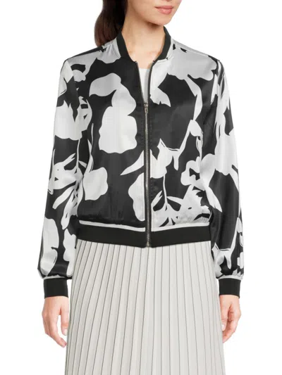 Wdny Women's Floral Bomber Jacket In Black