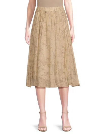 Wdny Women's Floral Pleated Midi-skirt