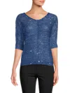 Wdny Women's Glitter Knit Top In Navy