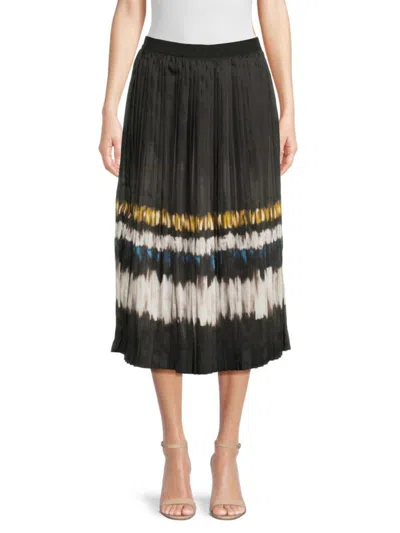 Wdny Women's Pattern Accordian Pleat Skirt In Black