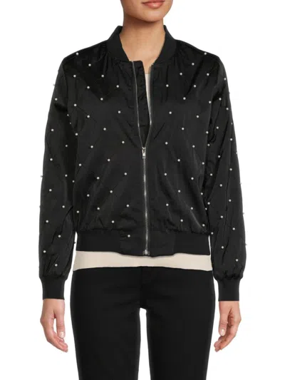 Wdny Women's Pearl Quilted Bomber Jacket In Black