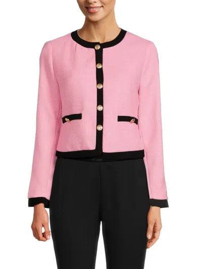 Wdny Women's Piping Textured Jacket In Pink Black