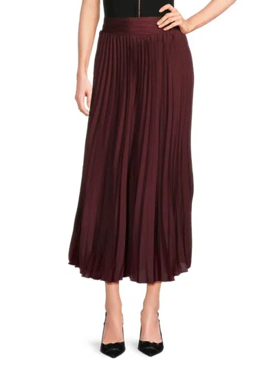 Wdny Women's Pleated Midi-skirt In Burgundy