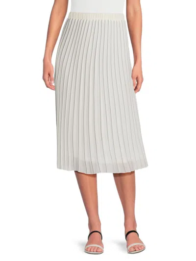 Wdny Women's Pleated Midi-skirt In White