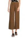 Wdny Women's Pleated Wide Leg Cropped Pants