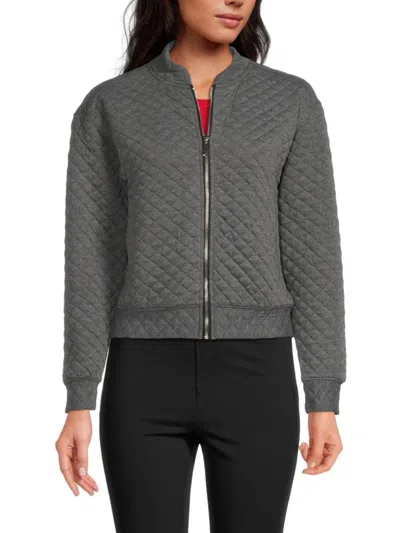 Wdny Women's Quilted Bomber Jacket In Grey