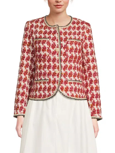 Wdny Women's Tweed Button-front Jacket In Red