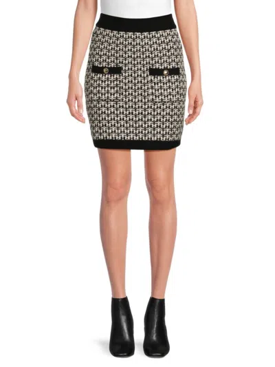 Wdny Women's Tweed Mini Skirt In Black White