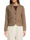 Wdny Women's Wool-blend Button-front Blazer In Brown