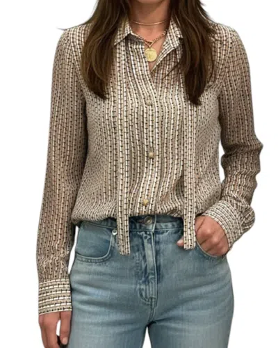 We-ar4 Academy Long Sleeve Blouse In Geo Print In Multi