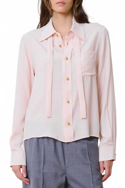 We-ar4 Academy Solid Long Sleeve Blouse In Pale Blush In Pink